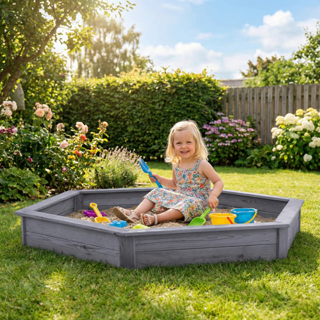 Sandpit hexagonal incl. sand, grey NORDIC PLAY