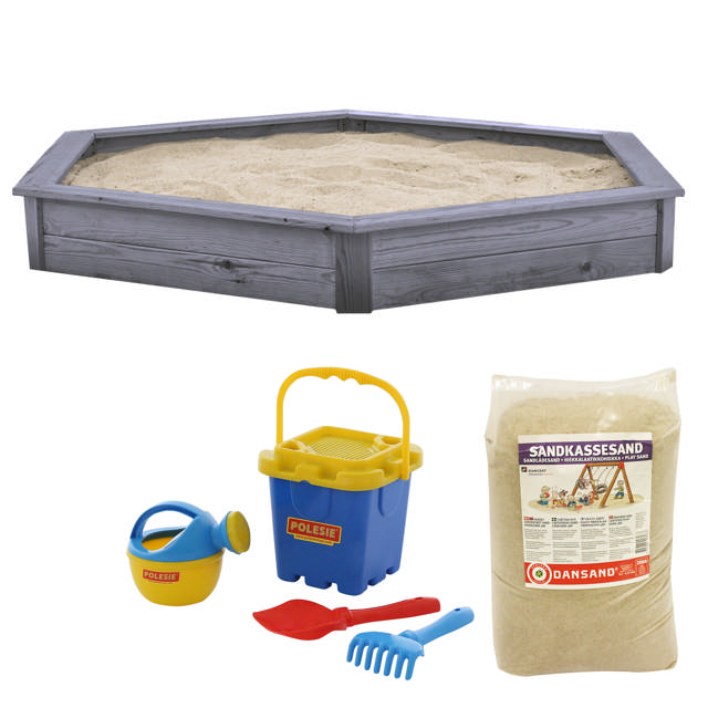 Sandpit hexagonal incl. sand, grey NORDIC PLAY