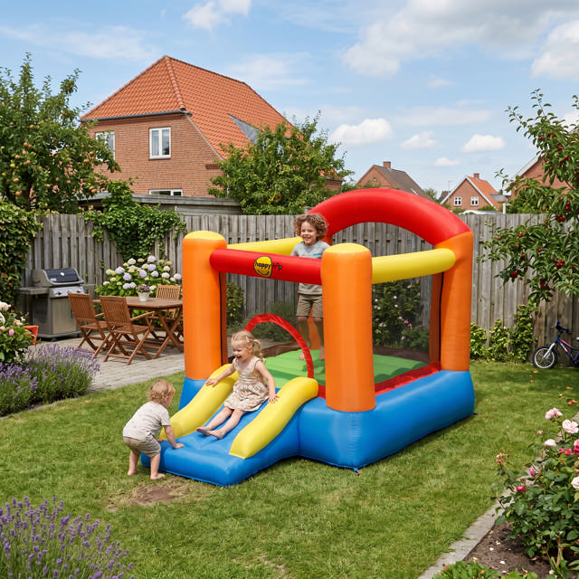 Hoppeborg med rutsjebane HappyHop