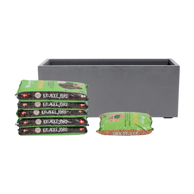 Rectangular planter incl. soil & clay pebbles