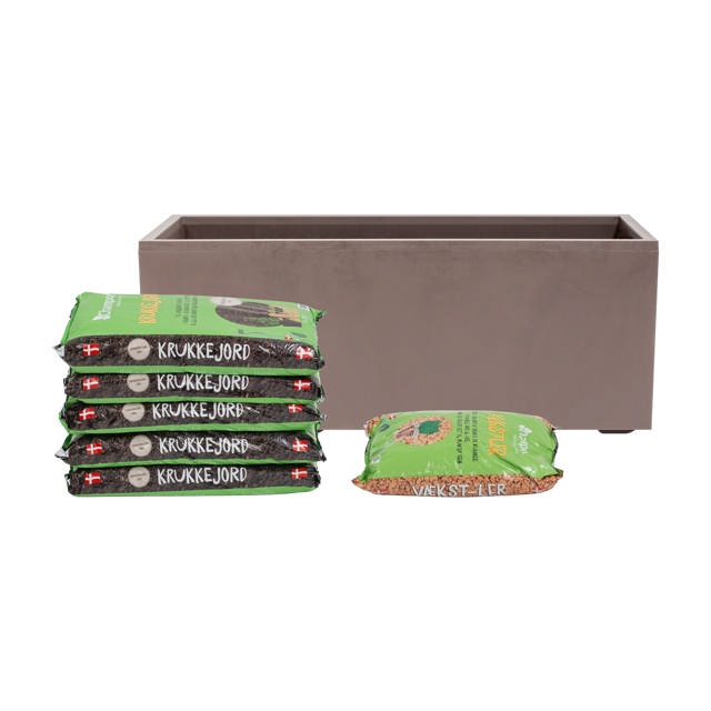 Rectangular planter incl. soil & clay pebbles