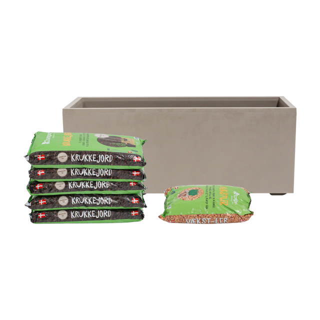 Rectangular planter incl. soil & clay pebbles