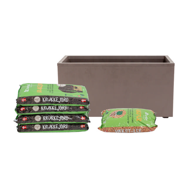 Rectangular planter incl. soil & clay pebbles