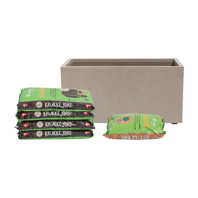 Rectangular planter incl. soil & clay pebbles