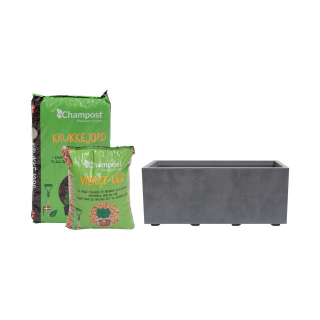 Rectangular planter incl. soil & clay pebbles