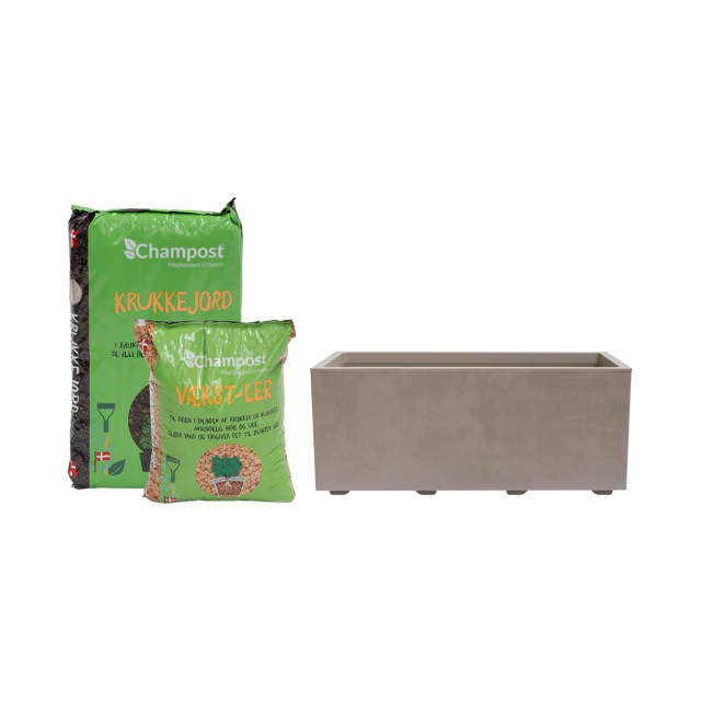 Rectangular planter incl. soil & clay pebbles