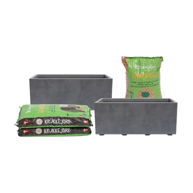 Rectangular planter set ncl. soil & clay pebbles