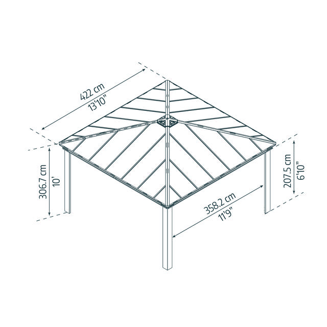 Dallas 4,2 x 4,2 m inkl. gardiner & net Canopia